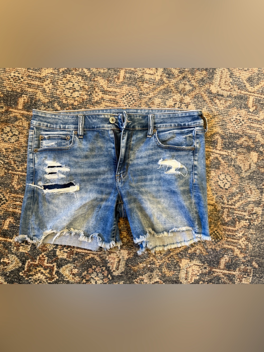 American Eagle Outfitters Distressed Blue Denim Jean Shorts